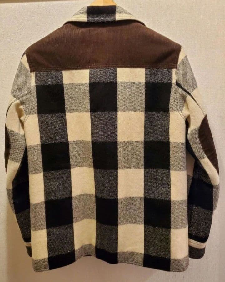 エクストララージ ジャケット アウター ウール モノクロ チェック柄 中綿