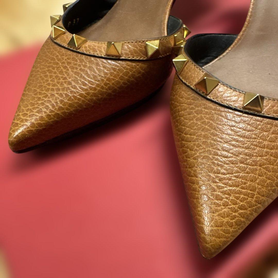 VALENTINO スタッズ付きブラウンハイヒール37