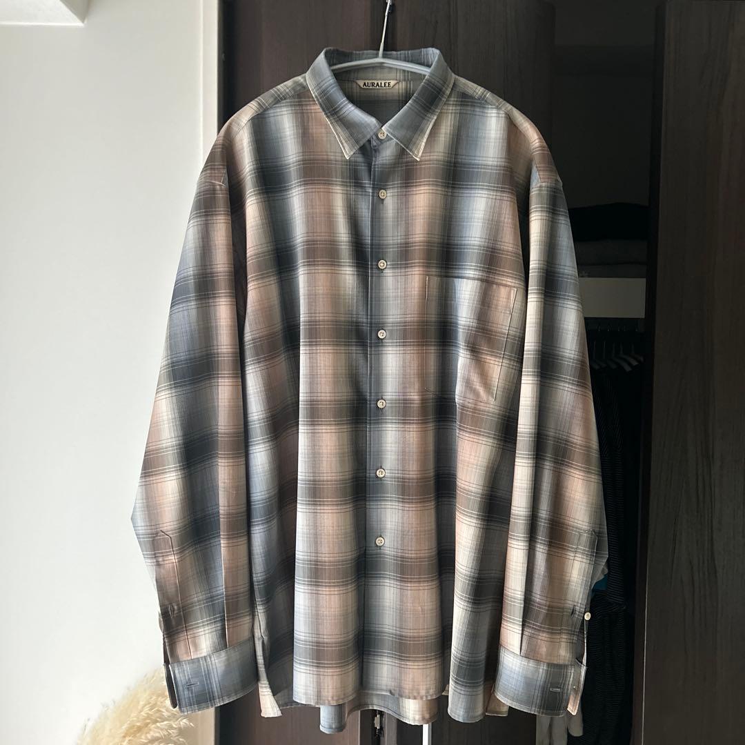 auralee 20aw ウールチェックシャツ