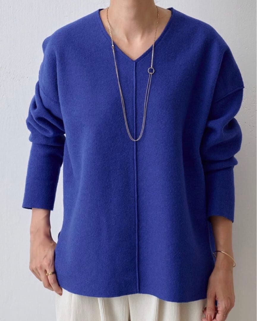 BEARDSLEY ビアズリー　ブルー　青　ウール圧縮プルオーバー　サイズF