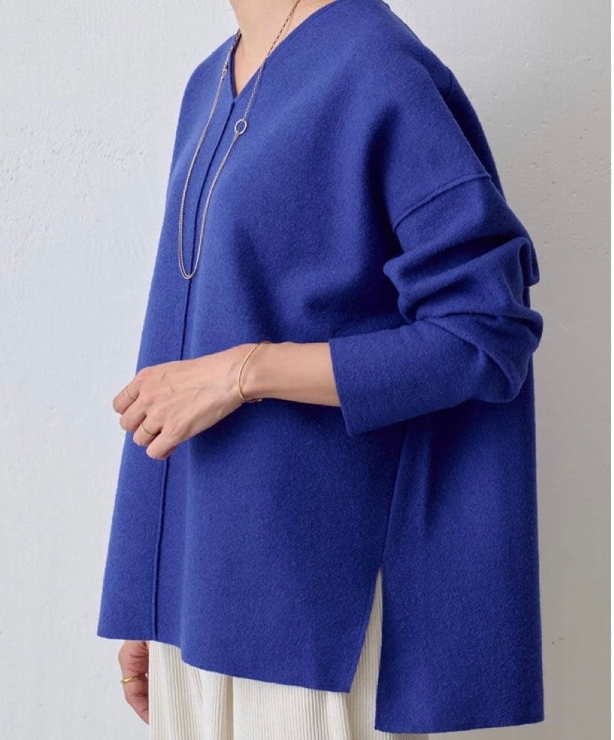 BEARDSLEY ビアズリー　ブルー　青　ウール圧縮プルオーバー　サイズF