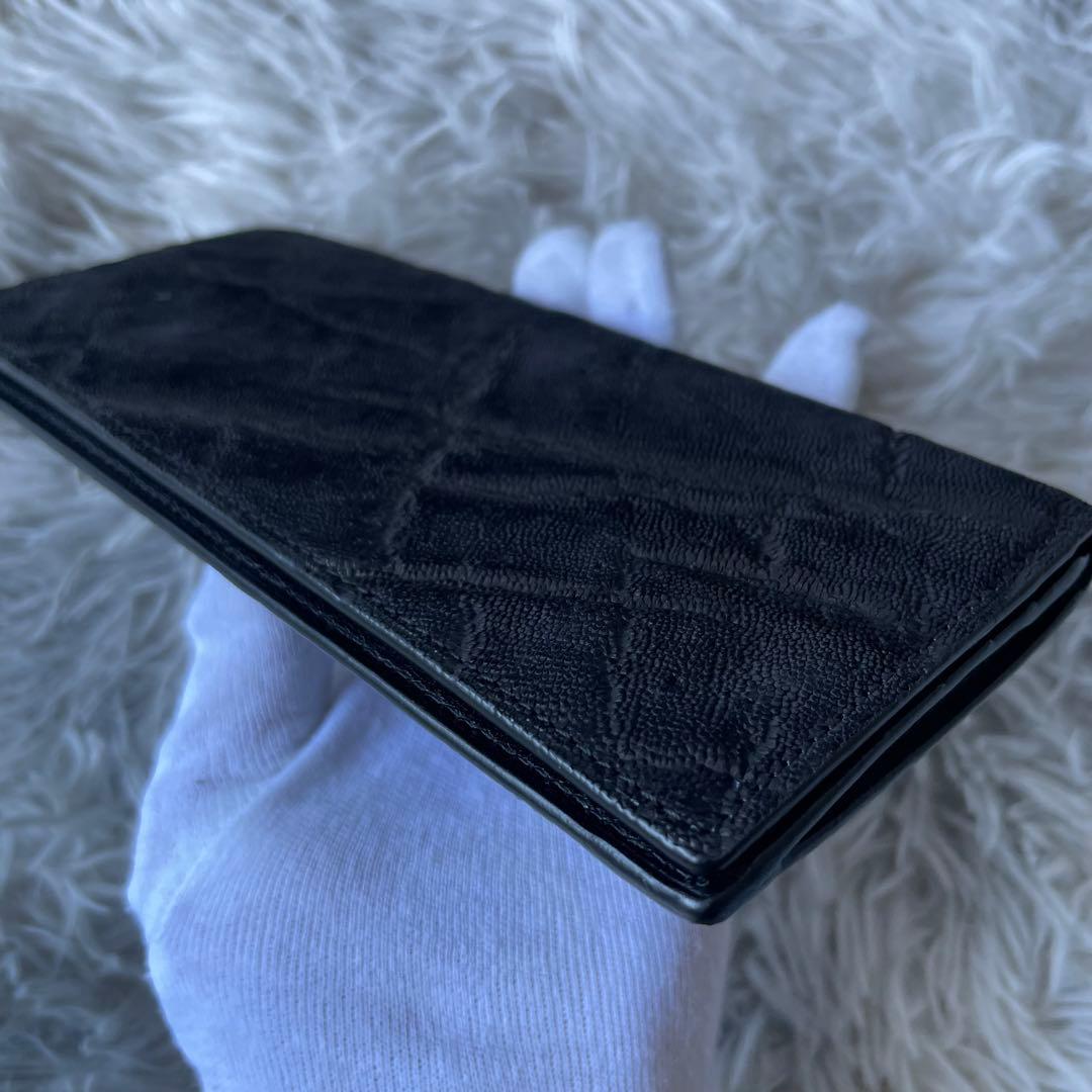 【未使用級】プレリーギンザ 長財布 エレファントレザー ブラック 定価49500
