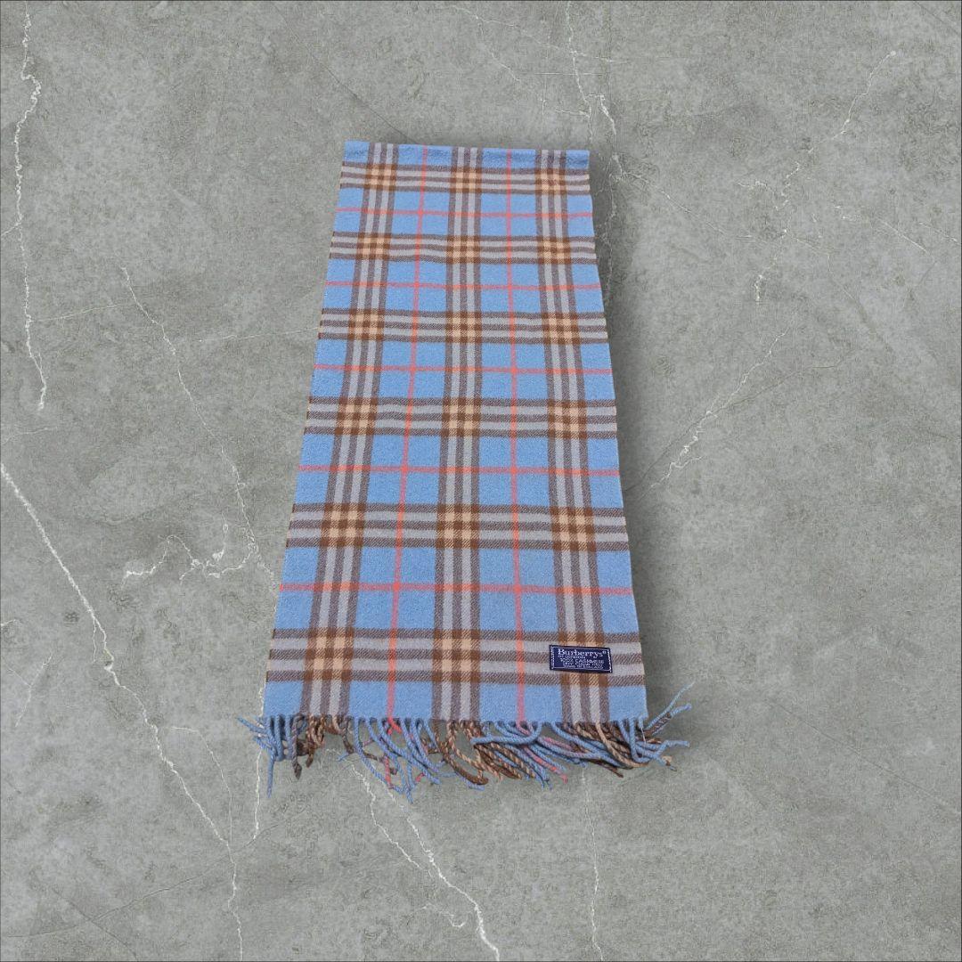 BURBERRY バーバリー カシミヤ100% ノバチェック マフラー 水色
