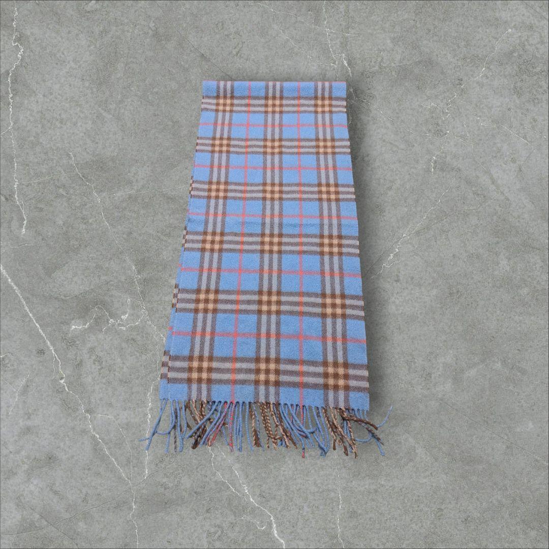 BURBERRY バーバリー カシミヤ100% ノバチェック マフラー 水色
