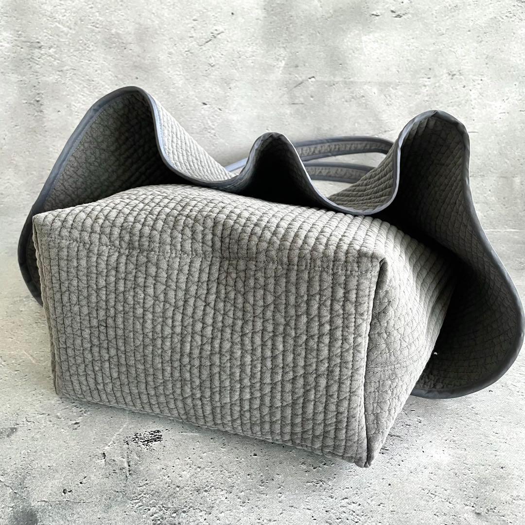 フリル付きヌビトートバッグ　2way ヌビバッグ　グレー　ハンドメイド