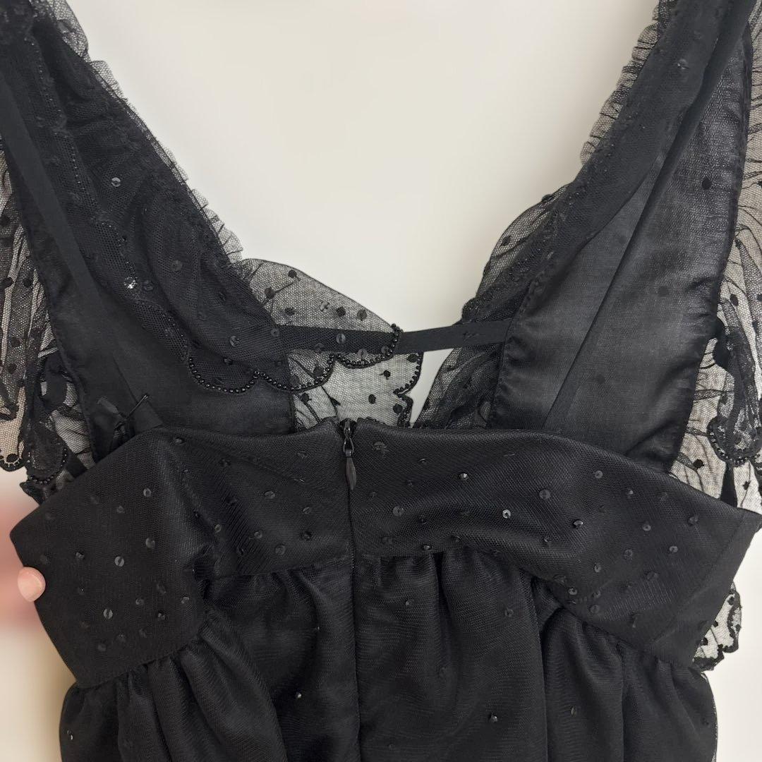 40 N°21 ドットチュール フリル キャミミニワンピ シースルー風