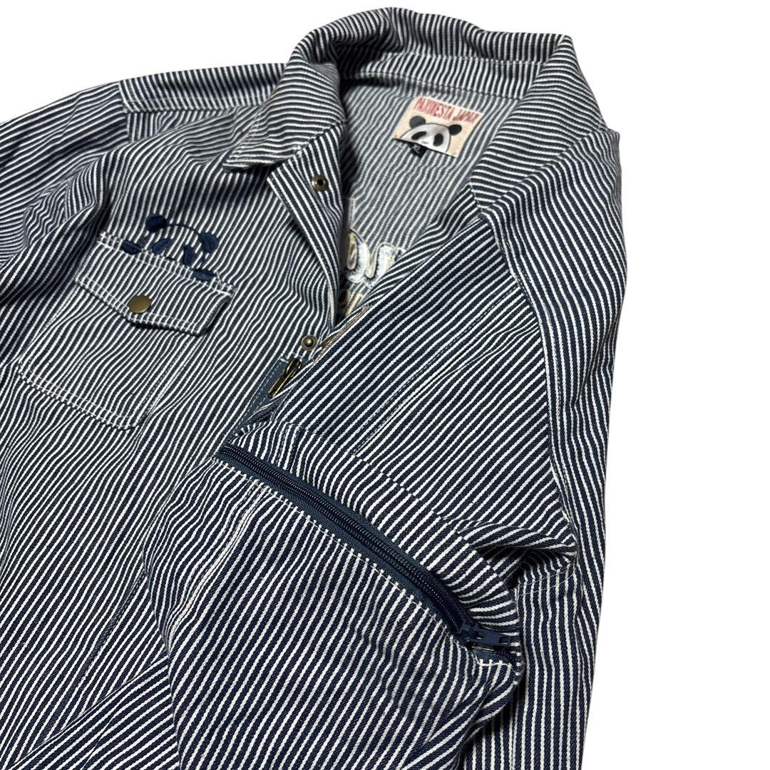 パンディエスタジャパン つなぎ　刺繍　ヒッコリー pandiesta japan