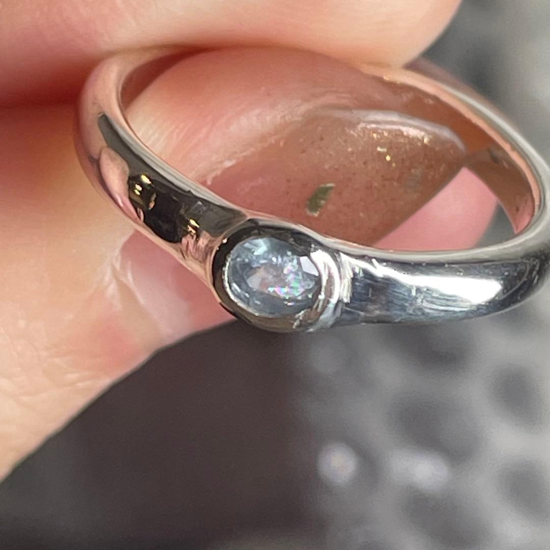ハンドメイド　シルバー925 シルバーリング　虹入りサファイア