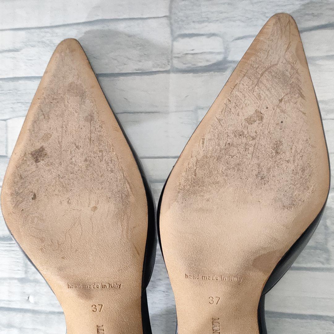 マノロブラニク　レザーパンプス　スリングバック　黒　光沢あり◎　37