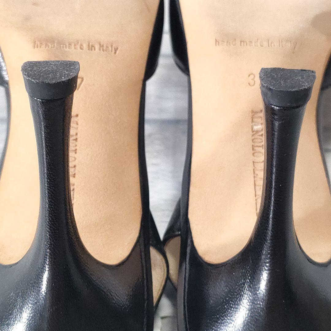 マノロブラニク　レザーパンプス　スリングバック　黒　光沢あり◎　37