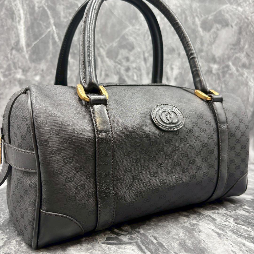 ✨美品✨GUCCI GGボストンバッグハンドショルダー 黒 ロゴ レザー