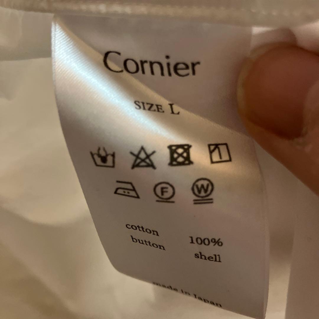 Cornier フィンクスコットン　バンドカラーシャツ　ホワイト　L