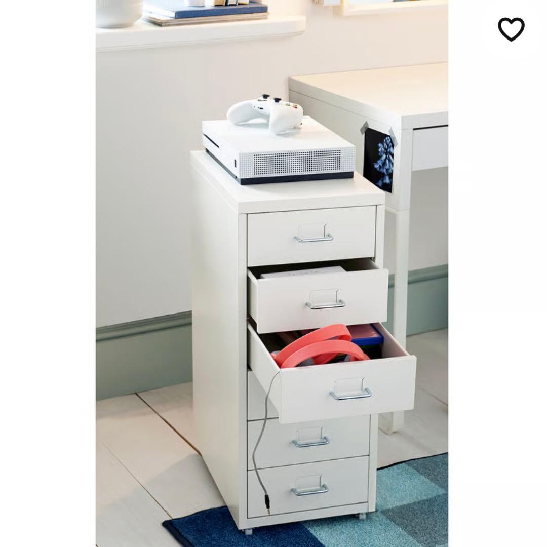 【組み立て済】IKEA HELMER ホワイト 6段引き出し収納キャビネット