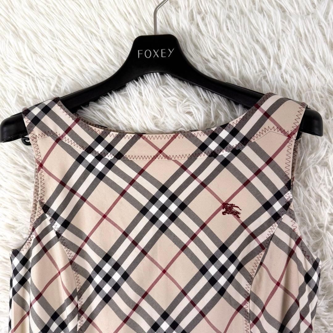 バーバリーブルーレーベル ノースリーブワンピース ノバチェック ホースロゴ M
