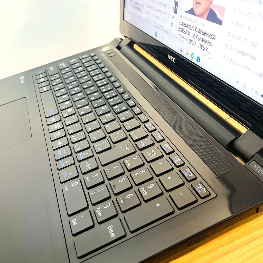 ピアノブラックNEC ノートパソコン　メモリ8ギガwin11オフィスDVDカメラ