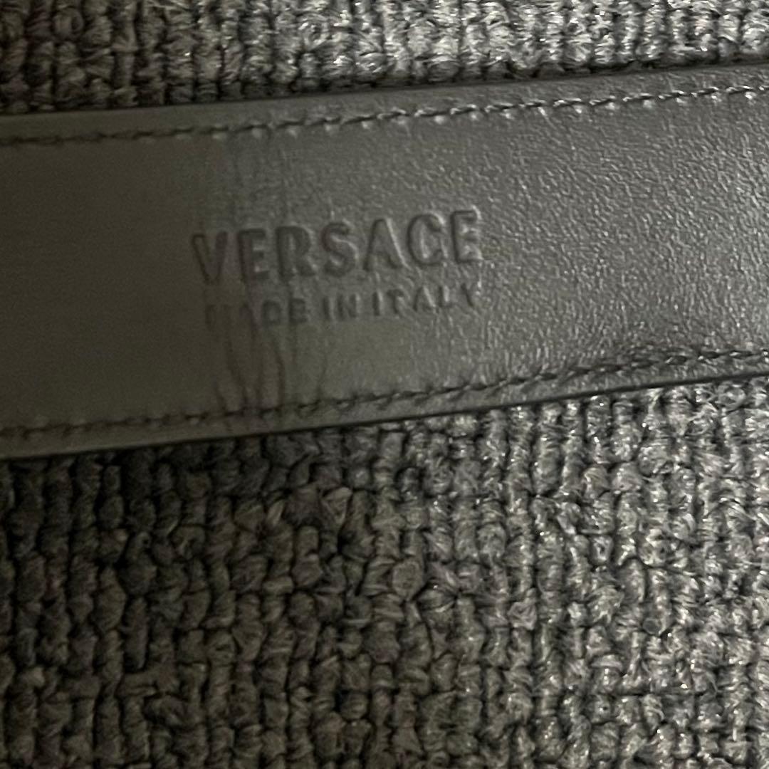 【美品】現行VERSACE ヴェルサーチェ グレカ バックル レザー ベルト 黒