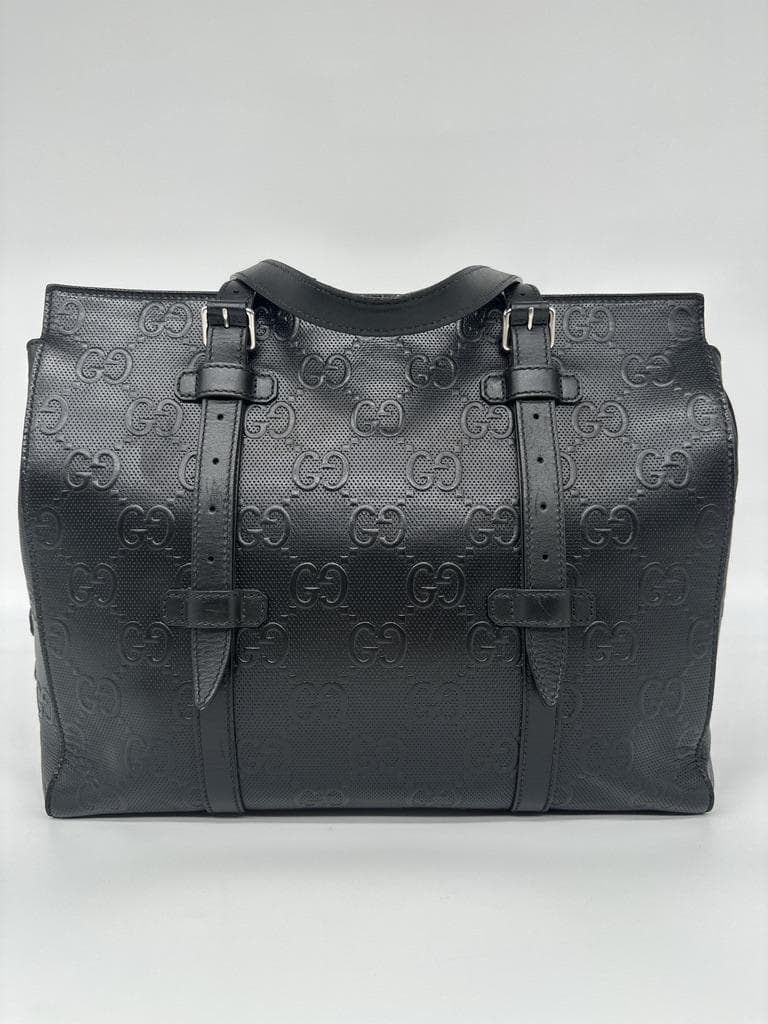 【極美品】 グッチ トートバッグ　エンボス GG ビジネスバッグ ブラック