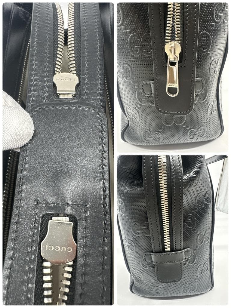 【極美品】 グッチ トートバッグ　エンボス GG ビジネスバッグ ブラック