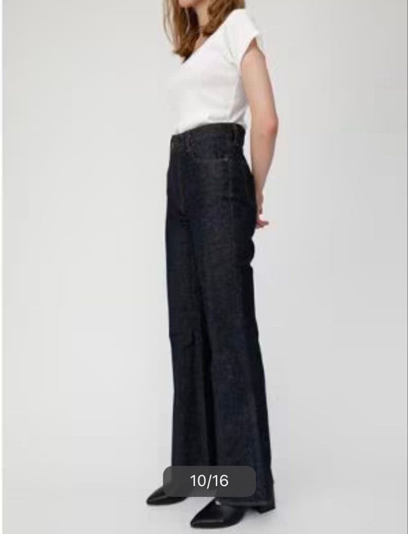 マウジー　MVSフレア デニムパンツ　ブーツカット　23 濃紺　ハイライズ