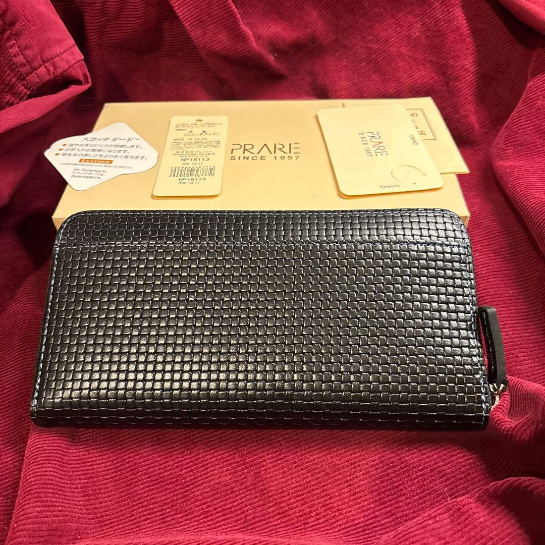 プレリー　ブラック牛革　スコッチガード 長財布 NP18113