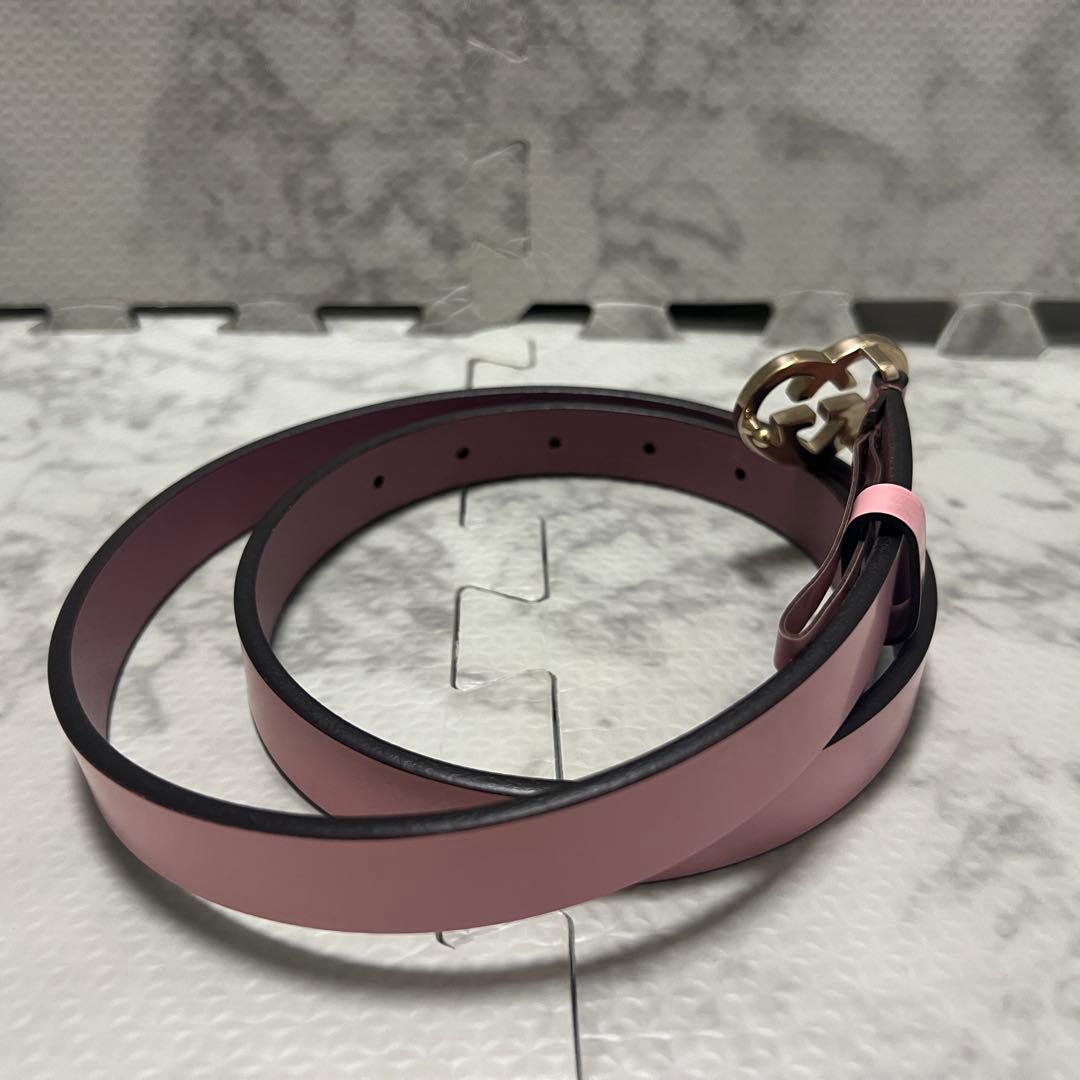 極美品✨グッチ ベルト ダブルG ハート ゴールド ピンク レザー 245883