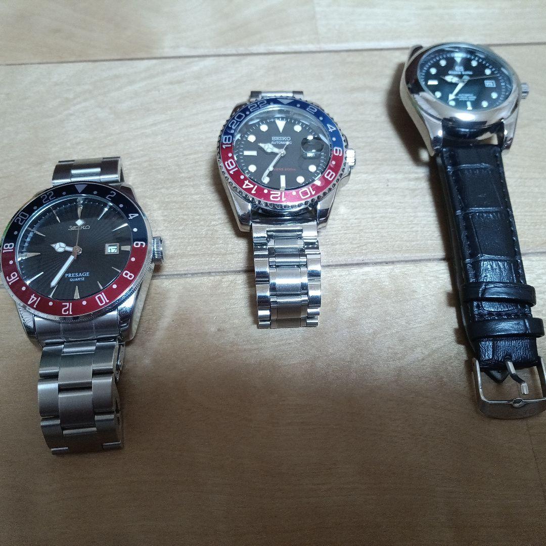 クォーツ腕時計 黒/赤3点組