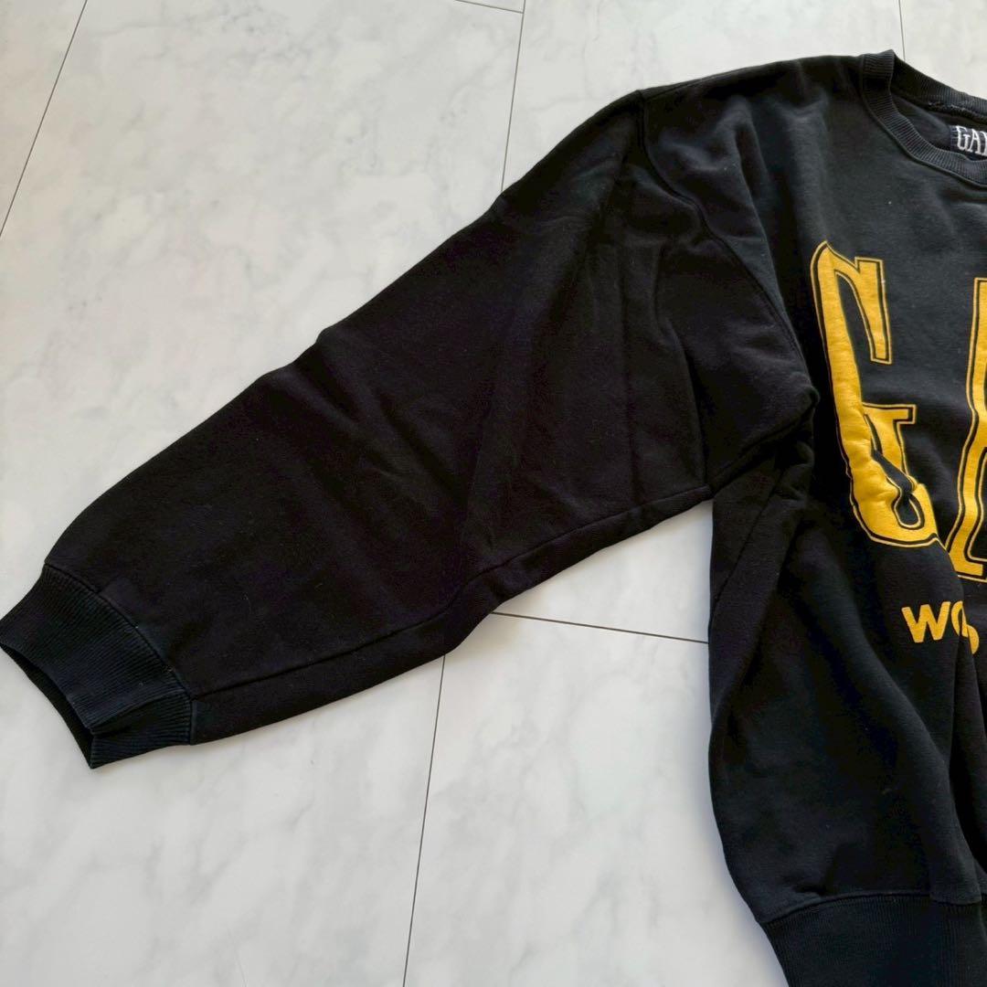 希少80s～90s【OLD GAP】スウェット・デカロゴ ◇黒・L・旧タグ　韓国