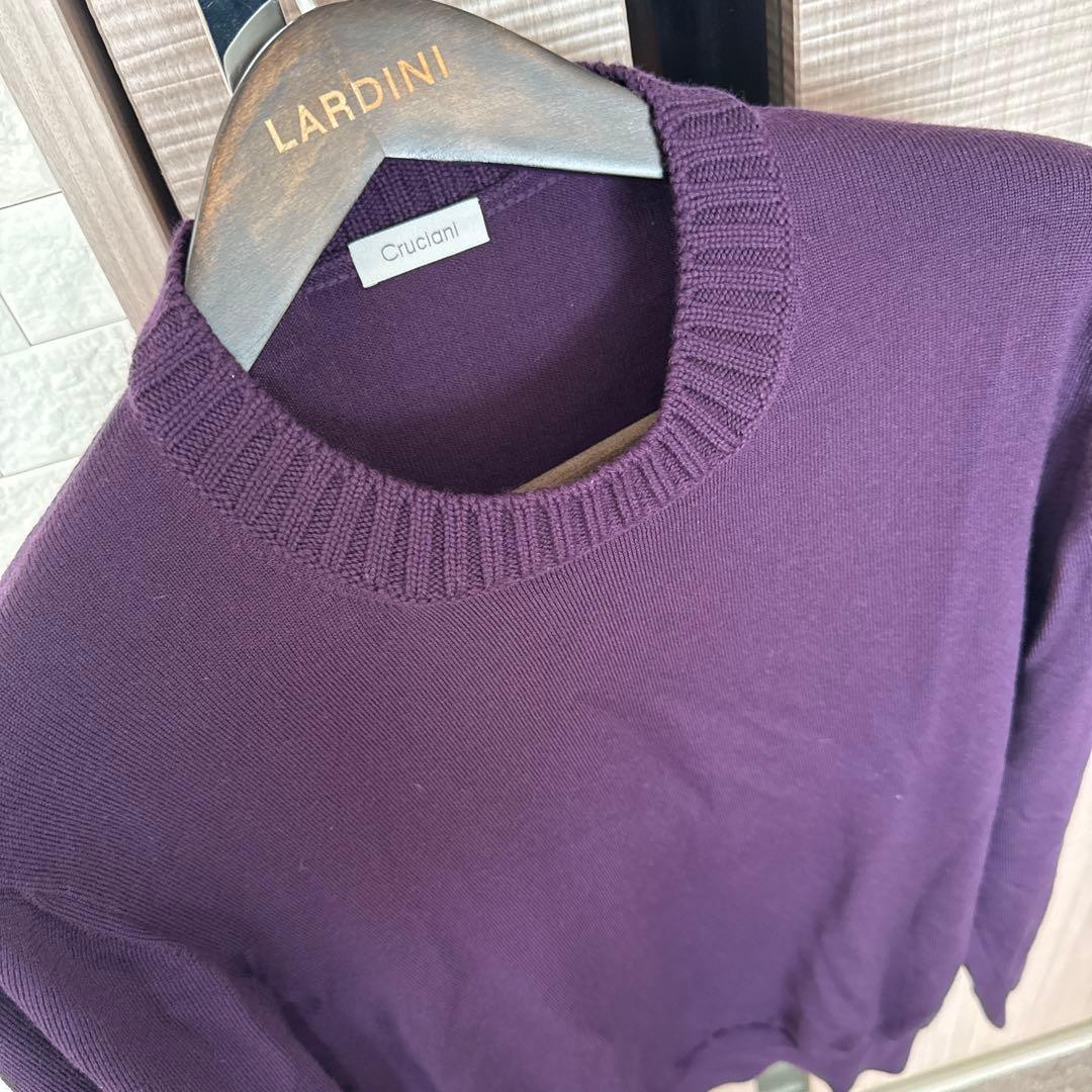 cruciani ウールニット セーター 48 パープル バーガンディ色