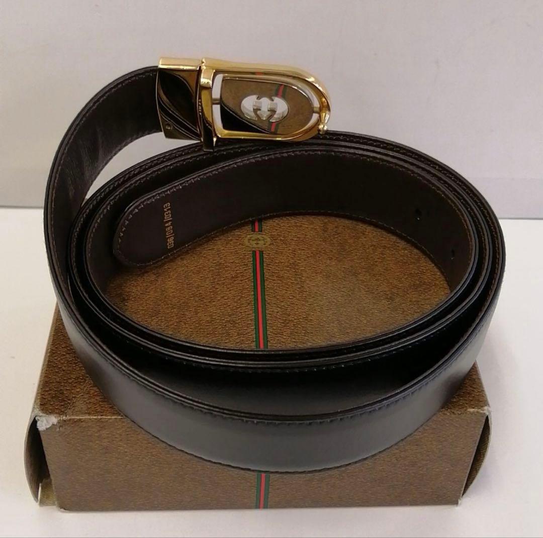 【最終値下！】【未使用・極美品】【オールドグッチ】リバーシブルベルト黒/茶