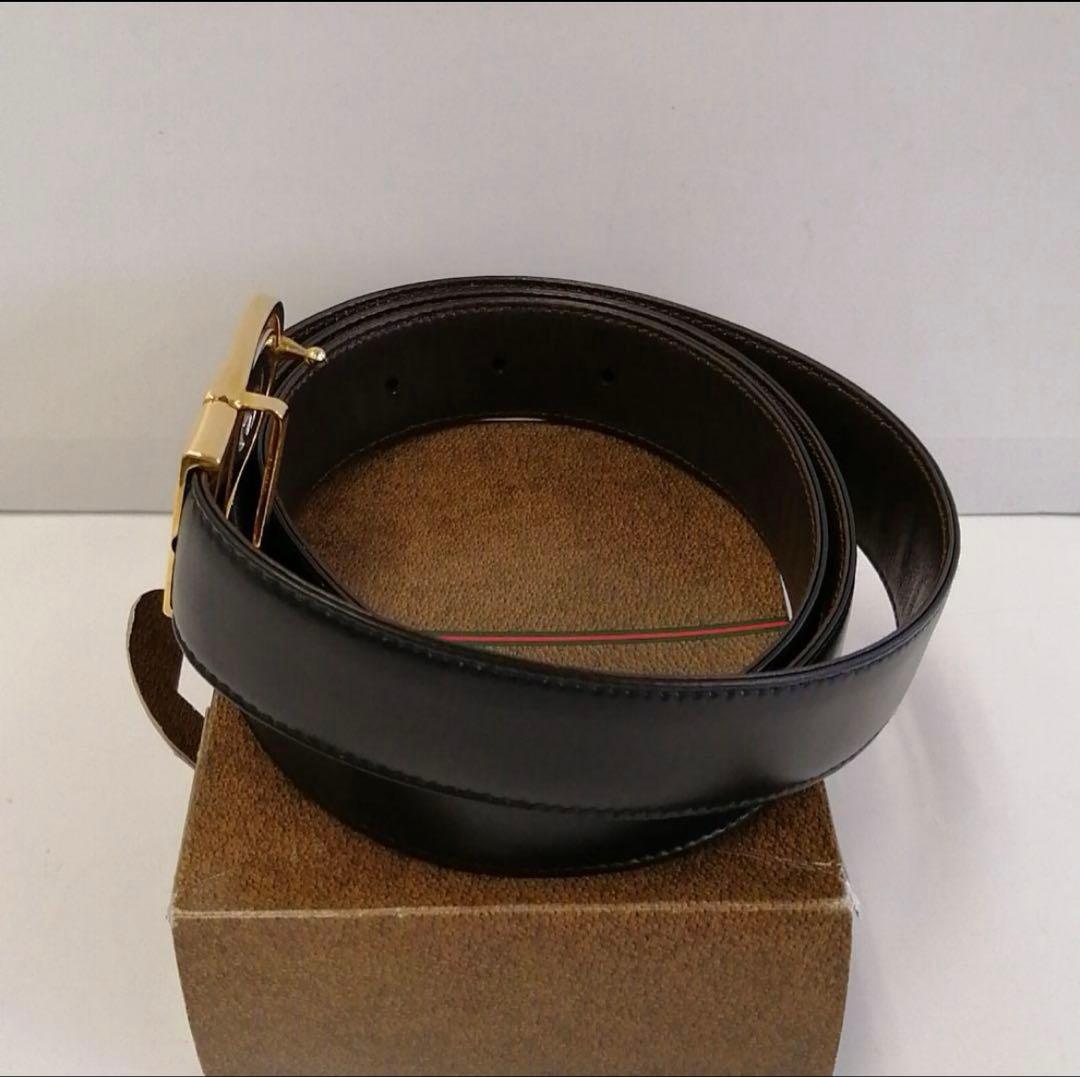 【最終値下！】【未使用・極美品】【オールドグッチ】リバーシブルベルト黒/茶