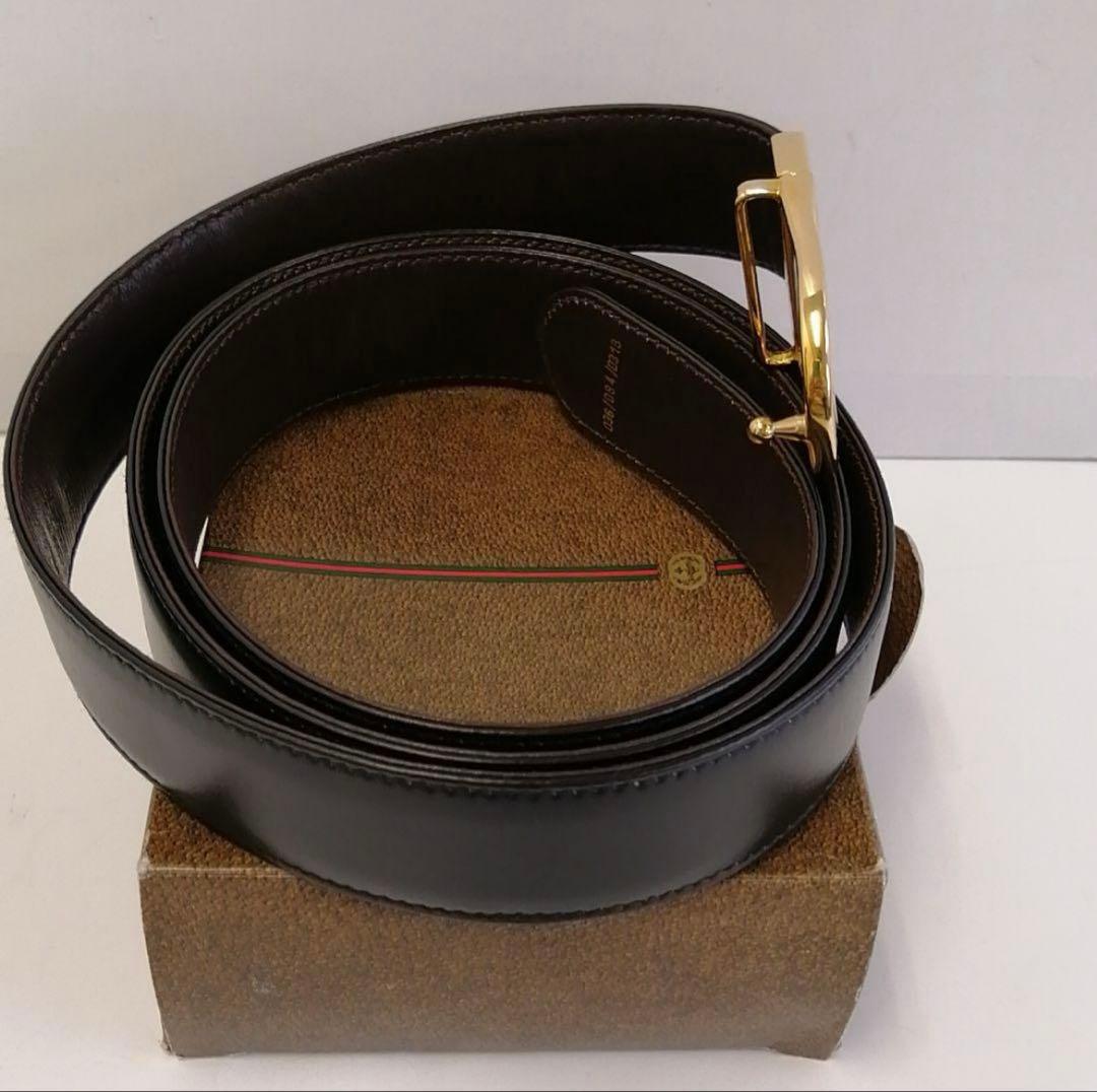 【最終値下！】【未使用・極美品】【オールドグッチ】リバーシブルベルト黒/茶