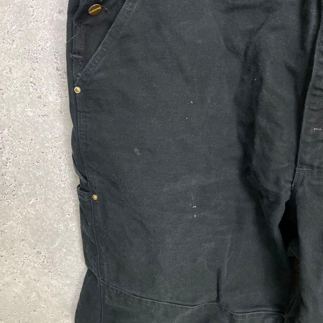 カーハート　USA製ブラックオーバーオールダック地　ダブルニー W46 L30