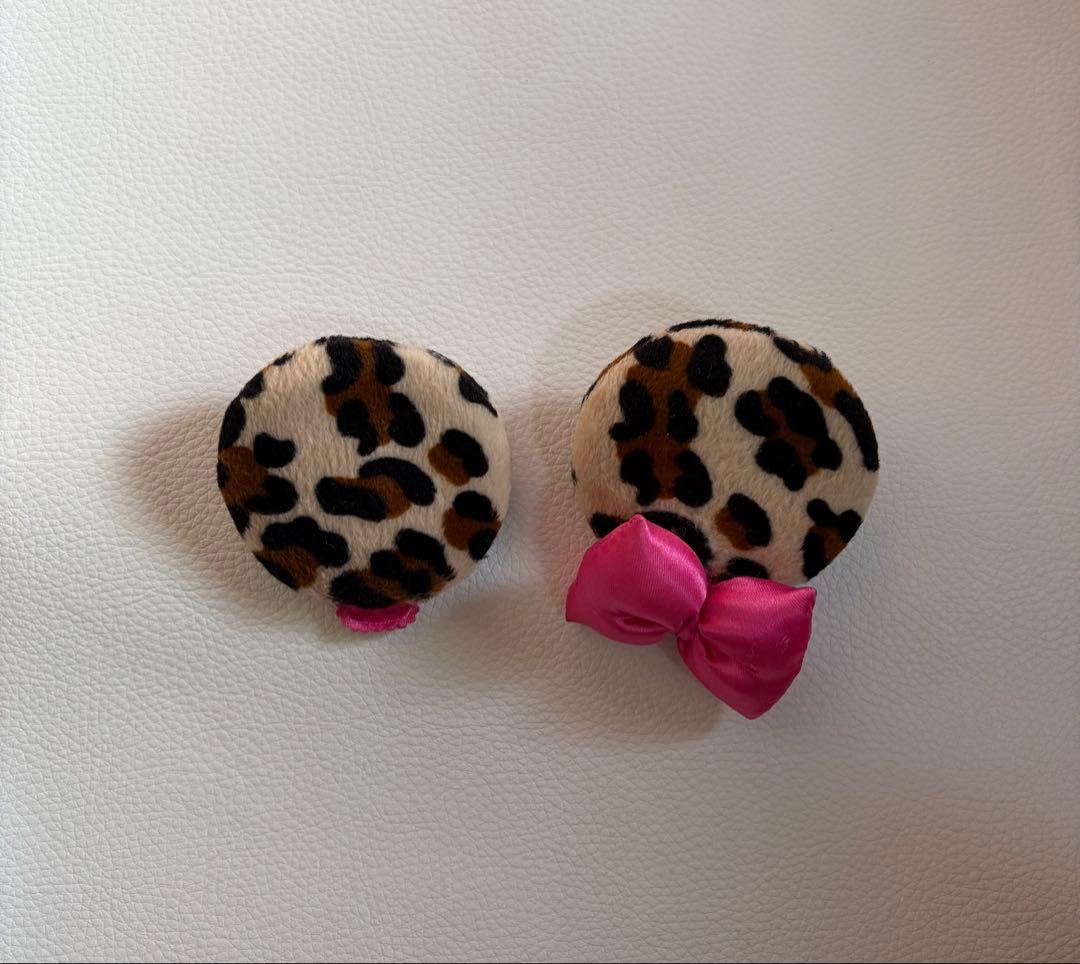 ミニーちゃん　ヒョウ柄　ヘアピン
