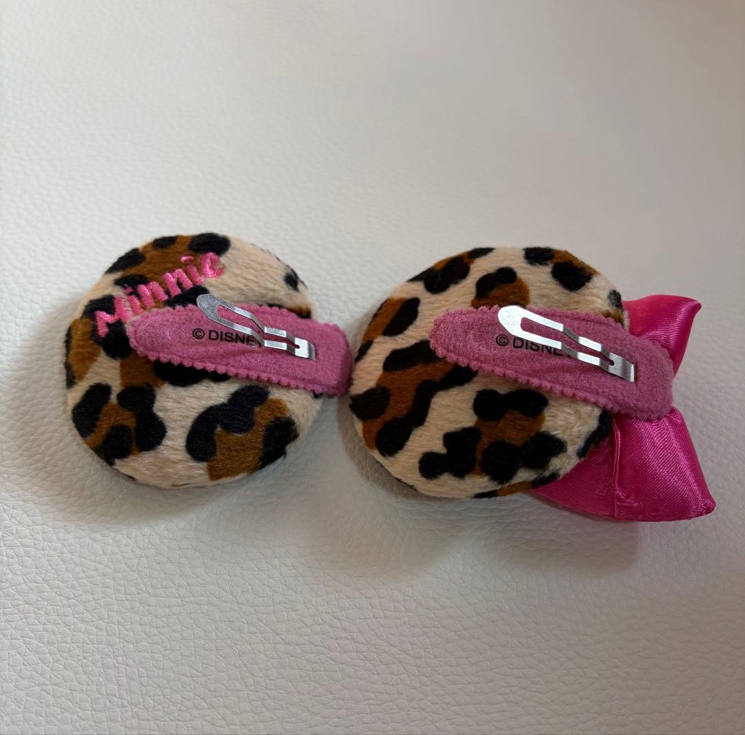 ミニーちゃん　ヒョウ柄　ヘアピン