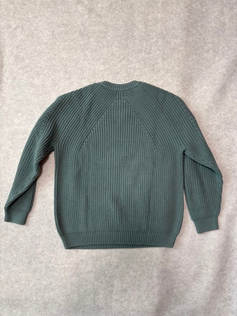 BATONER グリーン リブ編み セーター