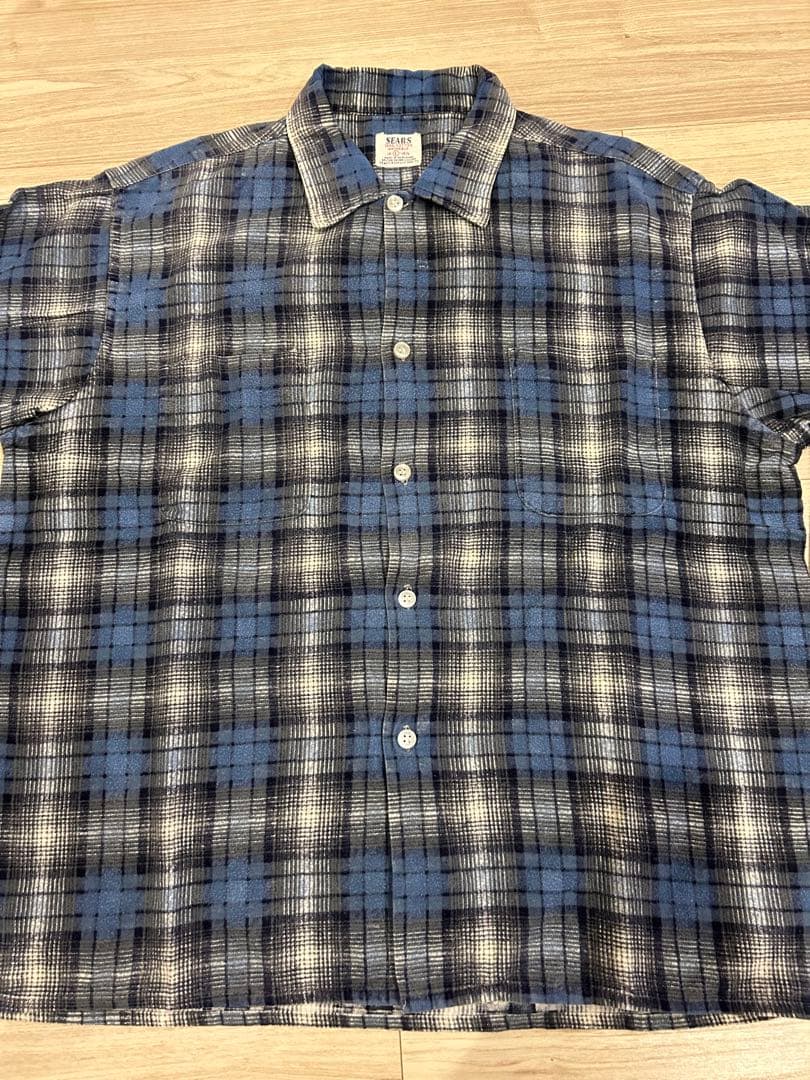 F*J様 60s 70s Sears ネルシャツ シャドウ　オンブレ　ヴィンテー