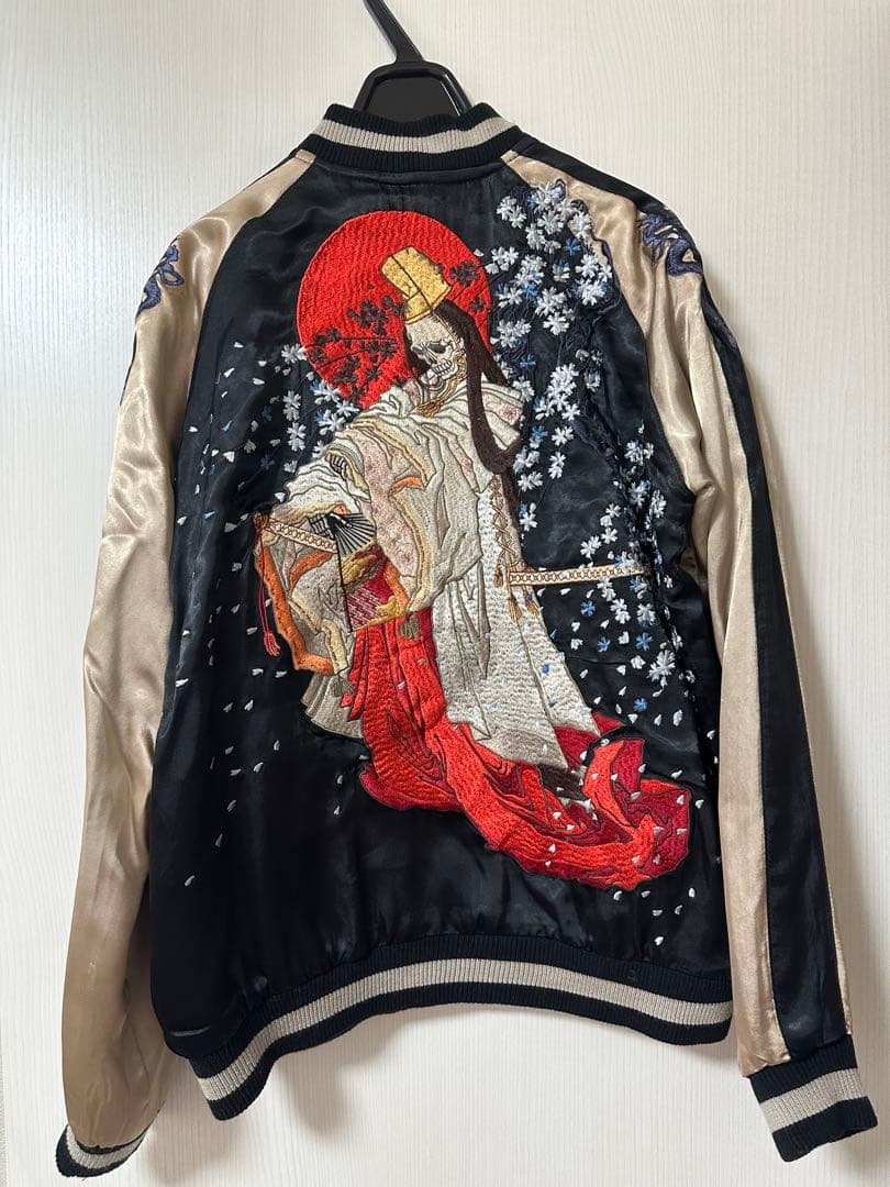 【未使用・美品】花旅楽団 スカジャン SSJ-002 白拍子 髑髏 リバーシブル