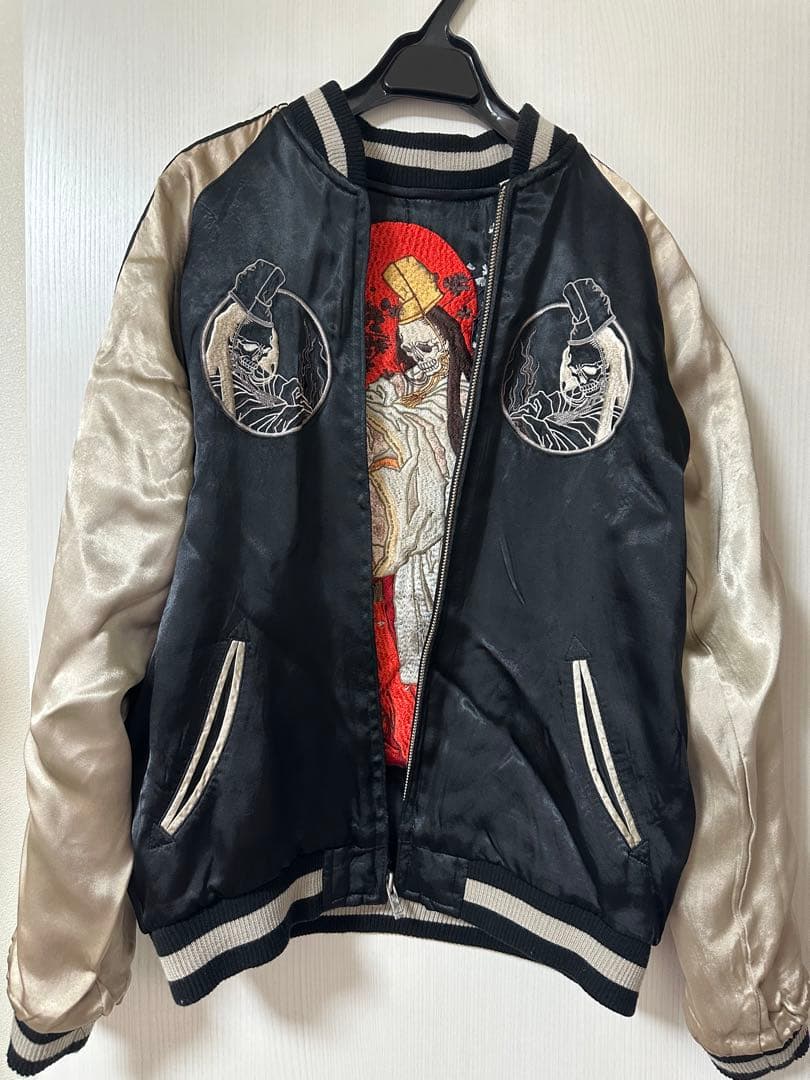 【未使用・美品】花旅楽団 スカジャン SSJ-002 白拍子 髑髏 リバーシブル