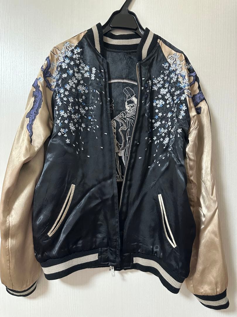 【未使用・美品】花旅楽団 スカジャン SSJ-002 白拍子 髑髏 リバーシブル