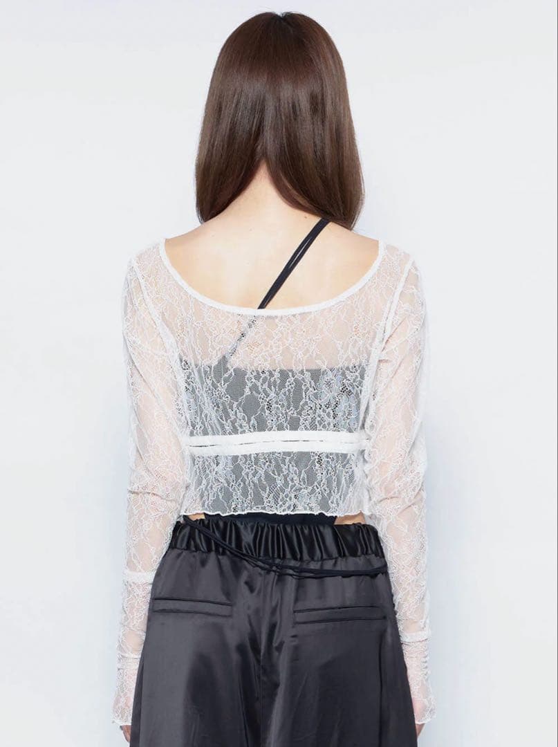 トップス THEREDTHREAD S split lace tops White