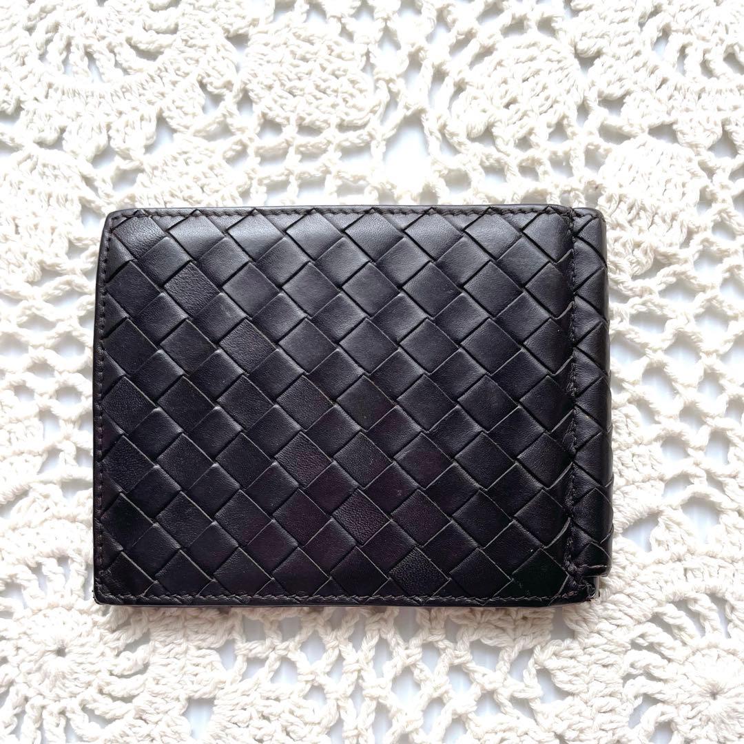 美品　ヴォッテガヴェネタ　マネークリップ　イントレチャート　ダークブラウン