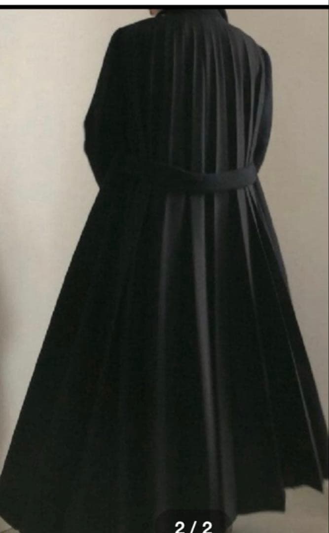 アメリ　ameri ロングコート　黒　ウールコート　レディース　プリーツ　M