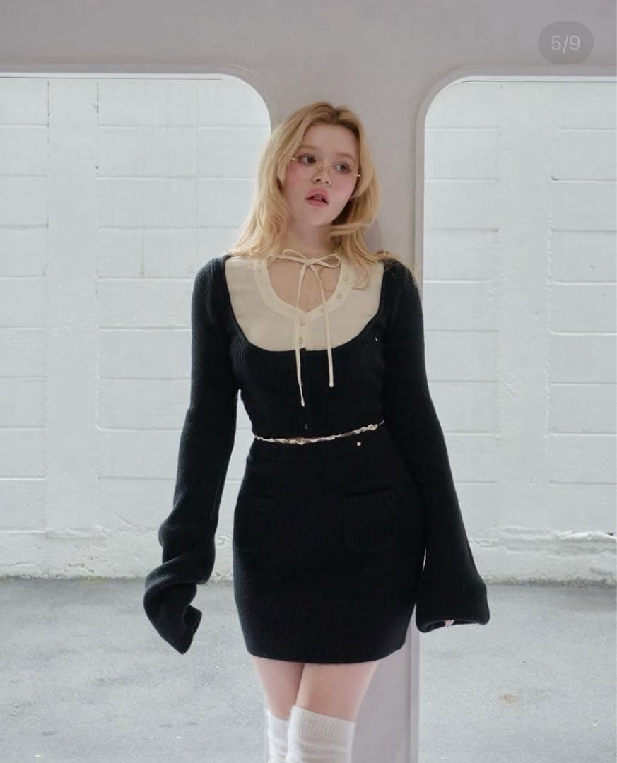 【1/29.30価格】 Rebecca ribbon knit tops