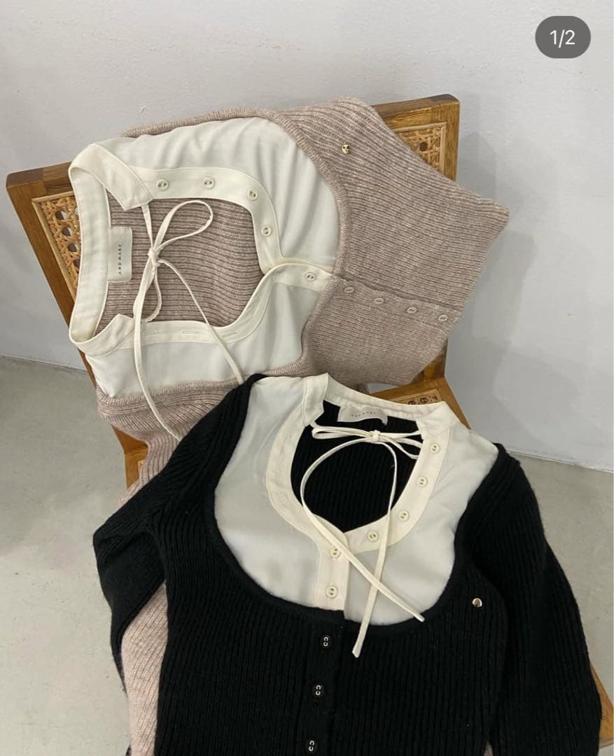 【1/29.30価格】 Rebecca ribbon knit tops