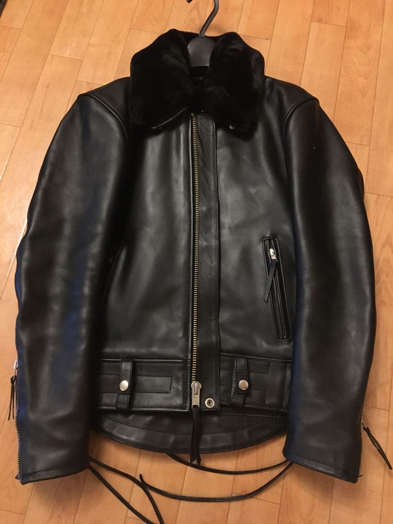 カドヤ KADOYA 黒 レザー シングルライダースジャケット ファー襟　美品