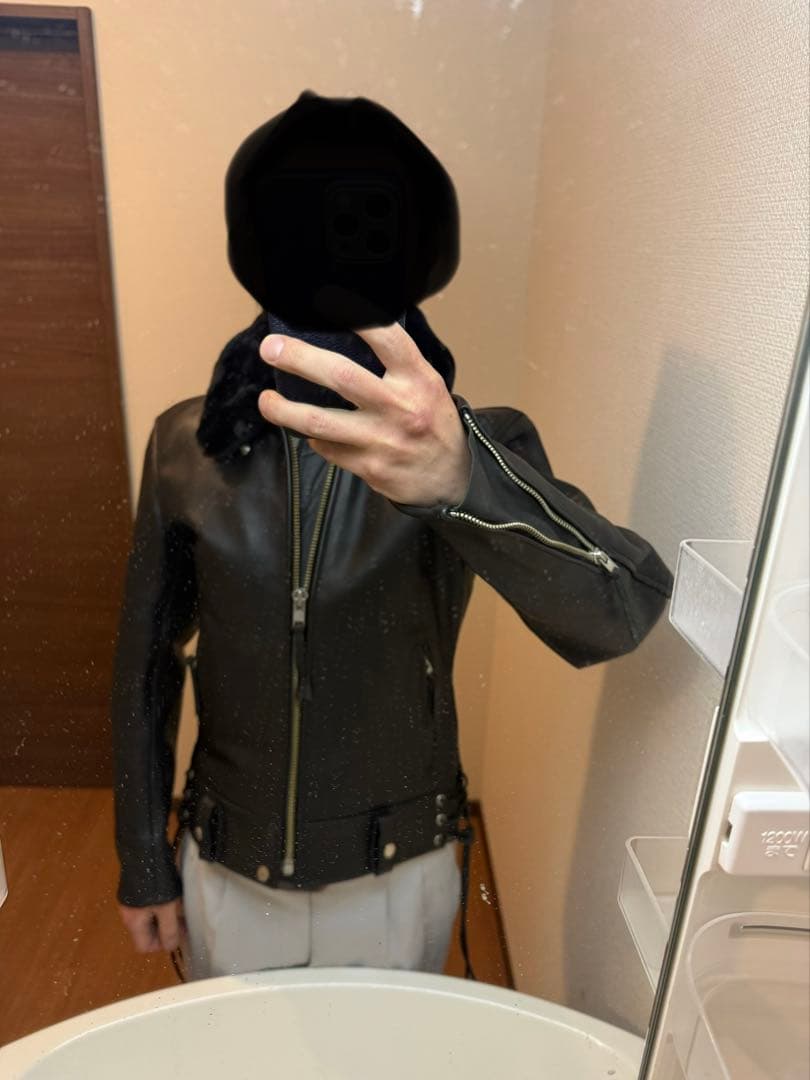 カドヤ KADOYA 黒 レザー シングルライダースジャケット ファー襟　美品