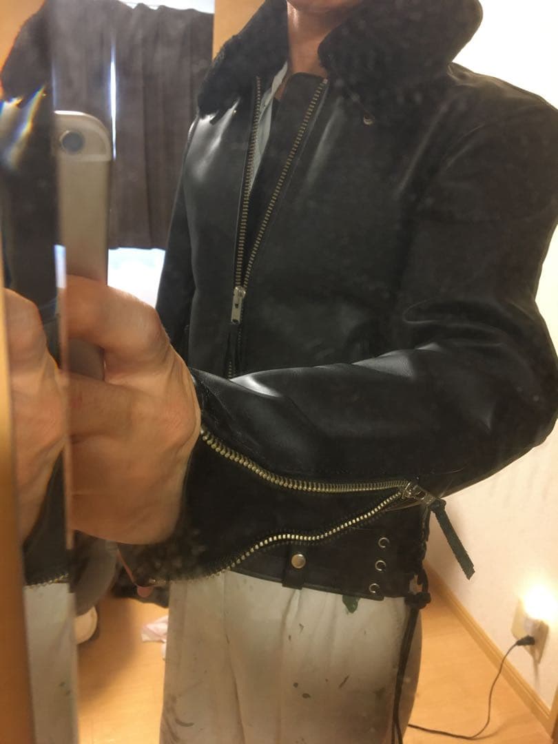 カドヤ KADOYA 黒 レザー シングルライダースジャケット ファー襟　美品