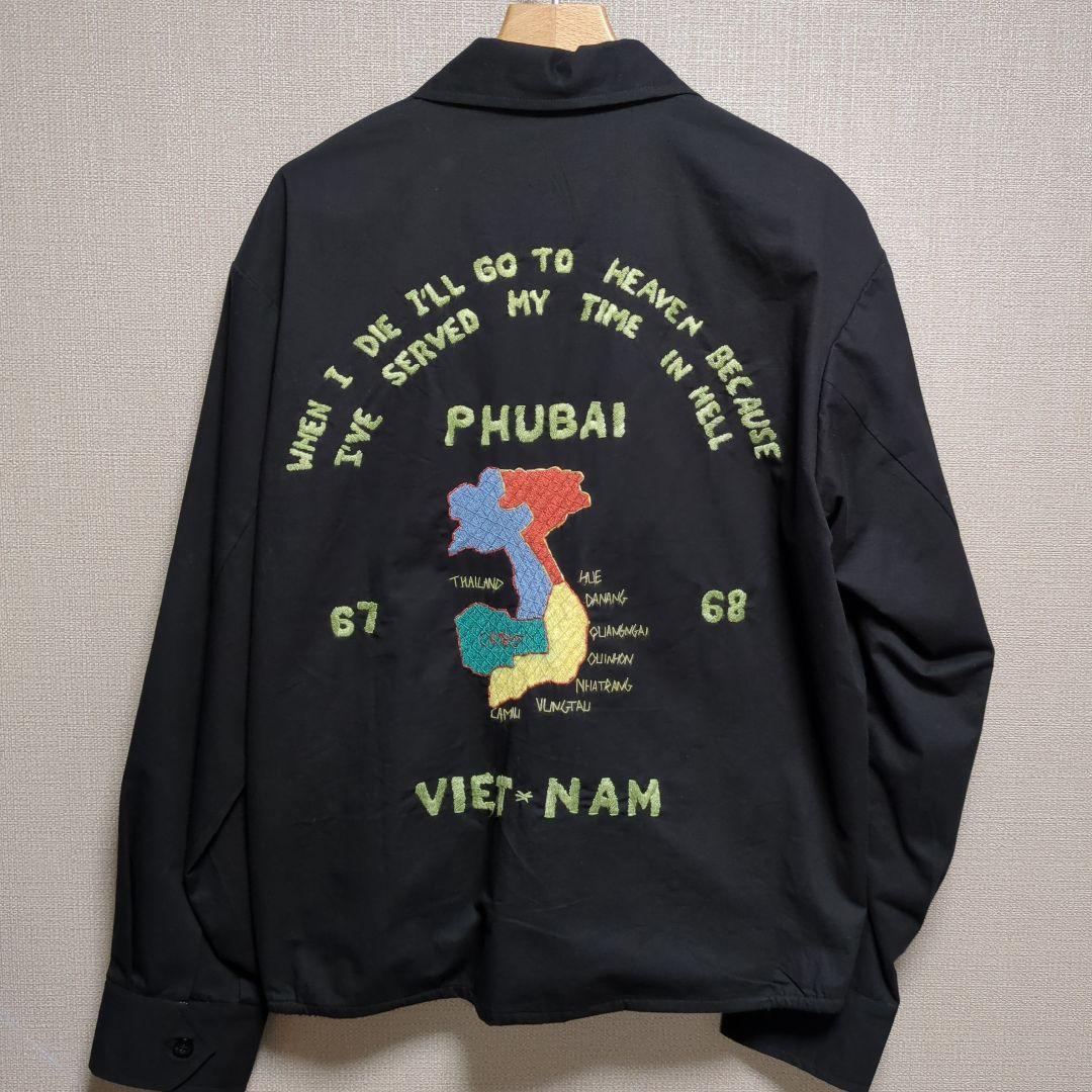 ヴィンテージ風 刺繍入りベトジャン ブラック Mサイズ メンズ