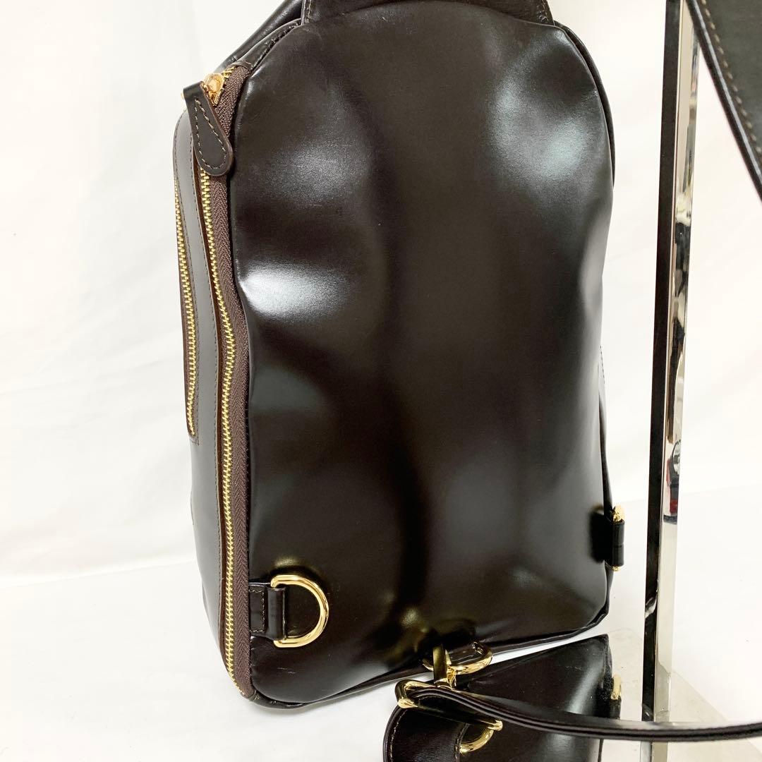 DAYSART イタリアンレザー ボディバッグ ブラウン 左右掛け