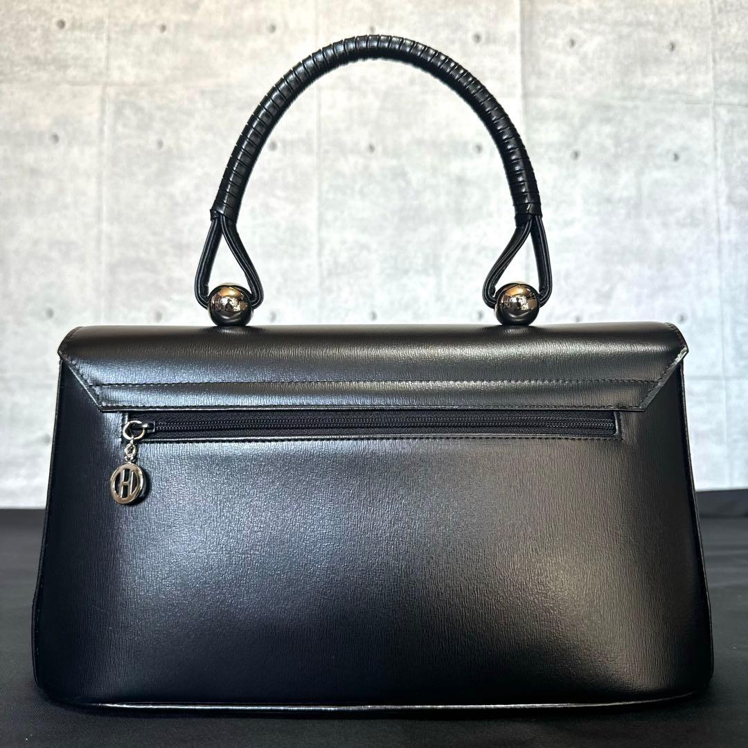 専用品HAMANO ロイヤルスタンド 黒 カーフレザー ハンドバッグ現行品